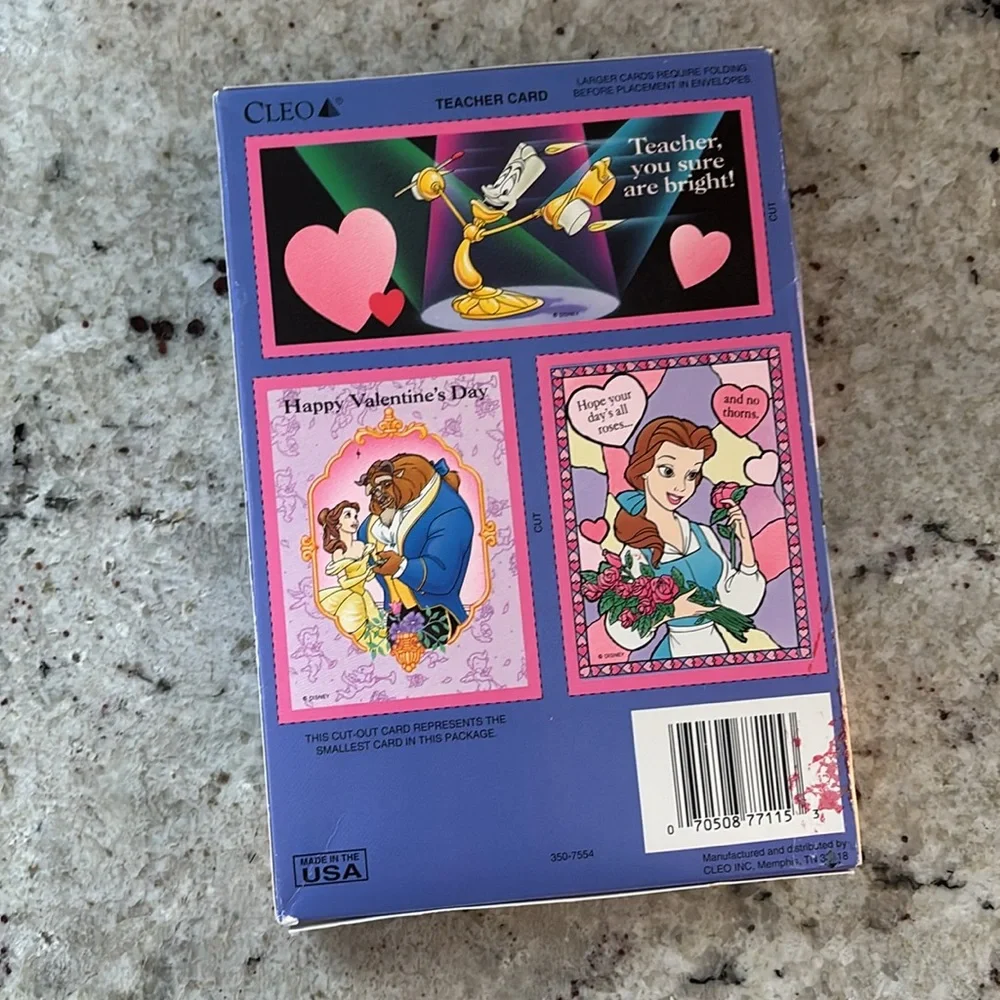 Vintage 1990s Disney Beauty and the Beast unopened box of valentines